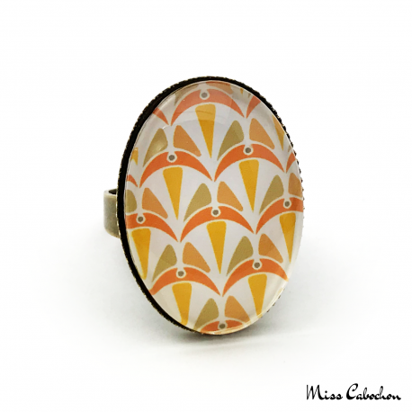 Oval ring - Art deco collection - Shades of orange