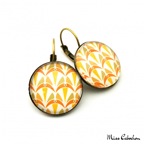 Round earrings - Art deco collection - Shades of orange