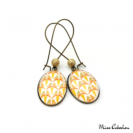 Boucles d'oreille pendantes - Collection Art déco - Camaïeu de oranges