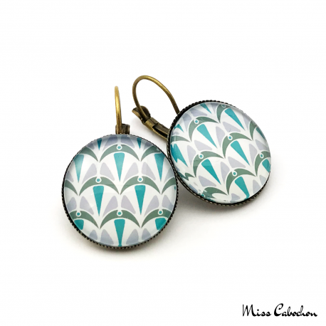 Round earrings - Art Deco Collection - Blue Camaïeu