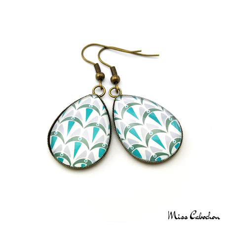 Teardrop earrings - Art deco collection - Shades of blue