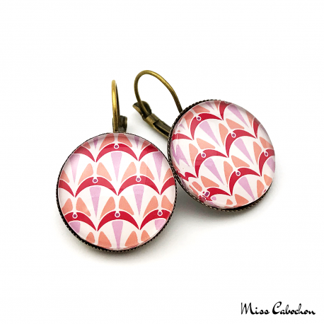 Round earrings - Art deco collection - Shades of red