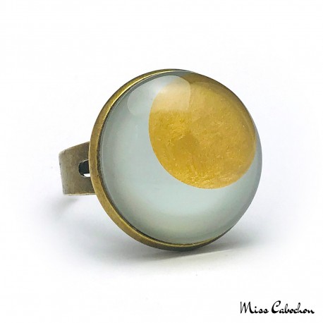 Gold and Gray - Almond Green ring