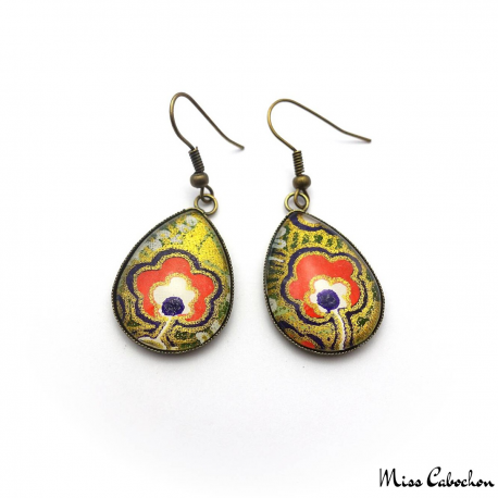 Cabochon earrings - Japanese inspiration