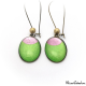 Dangle earrings - Pink Moon on Green