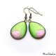 Teardrop earrings - Pink Moon on Green