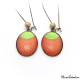 Dangle earrings - Green Moon on Orange