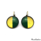 Two-tone round earrings - Green and Golden