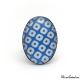 Oval Checkerboard Ring - Blue and White