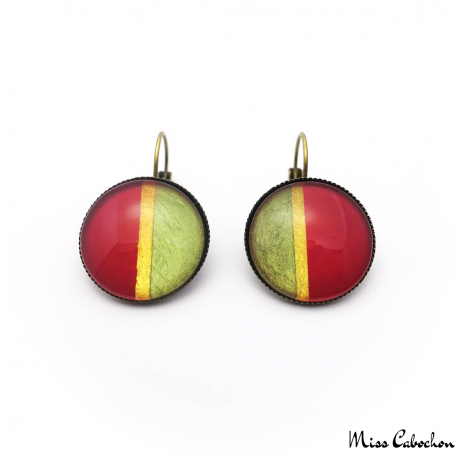 Two-tone earrings with golden border