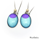 Dangle earrings - Purple Moon on Blue
