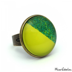 Flashy ring - Yellow and glitter green