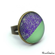 Flashy ring - Pale green and glitter purple