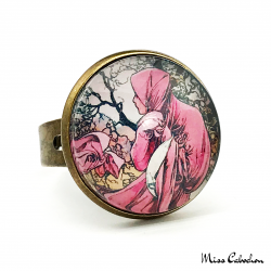 Early 20th century style ring "January by Alfons Mucha"