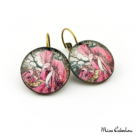 Early 20th century style earrings "January by Alfons Mucha"
