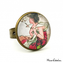 1900s style ring "September by Alfons Mucha"