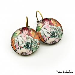 Retro earrings "October by Alfons Mucha"