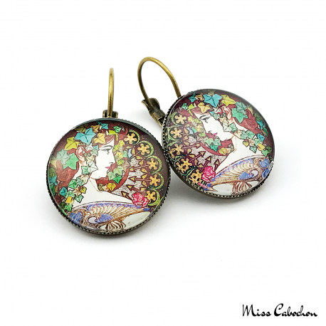 Round earrings "Laurel" - Art Nouveau collection