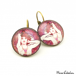 Round earrings "Amethyst" - Art Nouveau collection