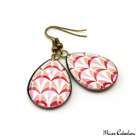 Teardrop earrings - Art deco collection - Camaïeu de rouges